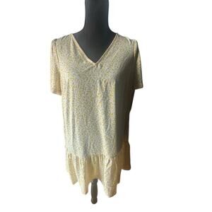 New Day Yellow & White Floral V-Neck Drop Waist Dress – Size S